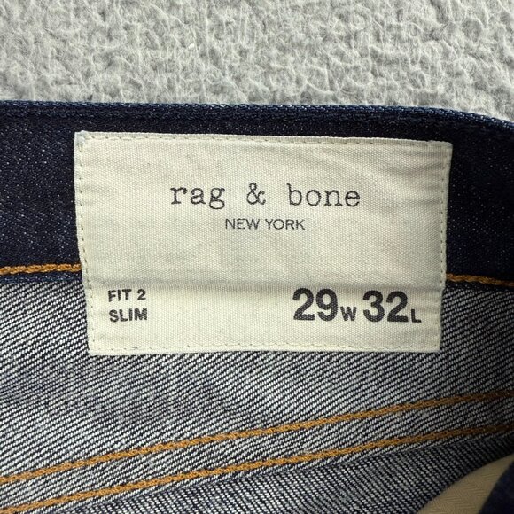 Rag & Bone Jeans Mens 29 x 32 Pants Indigo Blue Fit 2 Slim Dark Wash Denim USA 1 - Picture 4 of 10